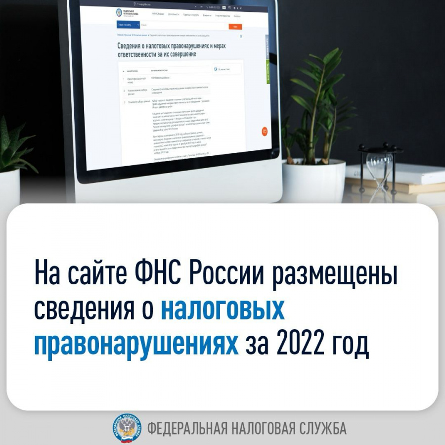 На сайте ФНС России размещены сведения о налоговых правонарушениях за 2022 год
